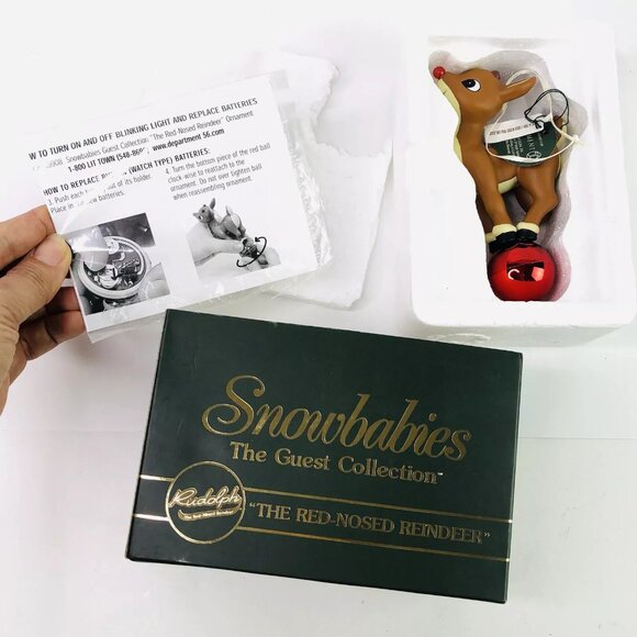 Dept 56 Rudolph The Red Nosed Reindeer Christmas Ornament Snowbabies Blink Light - Picture 8 of 8